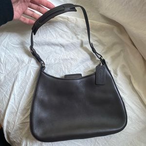 Vintage dark brown leather coach shoulder bag